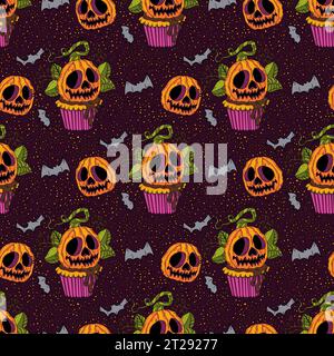 Joyeux Halloween fond de motif sans couture Banque D'Images