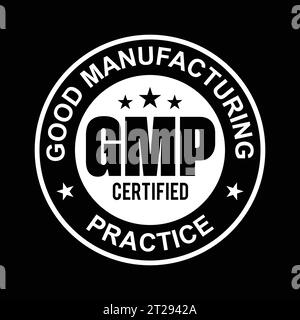 Vecteur de logo de timbre rond certifié GMP Good Manufacturing Practice Illustration de Vecteur