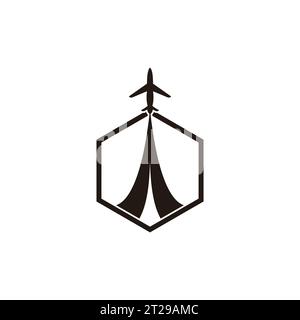 vecteur de logo géométrique simple hexagonal d'avion swoosh Illustration de Vecteur