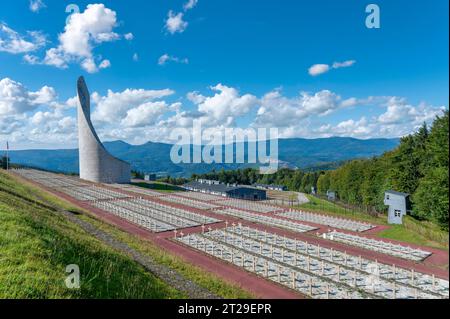 Ancien camp de concentration de Natzweiler-Struthof avec mémorial du phare du souvenir, Natzwiller, Alsace, France, Europe Banque D'Images