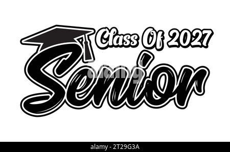 Seniors classe de 2027 vecteur, conception de t-shirt Illustration de Vecteur