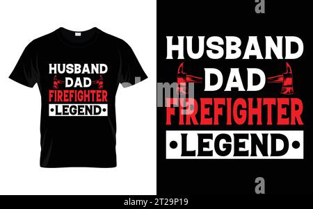 Mari Dad Firefighter Legend Funny Firefighter T-shirt Illustration de Vecteur