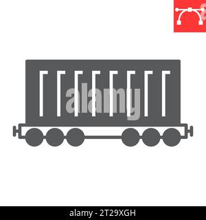 Icône de glyphe de train de marchandises, logistique et expédition, icône vectorielle de wagon de marchandises, graphiques vectoriels, signe solide de trait modifiable, eps 10. Illustration de Vecteur