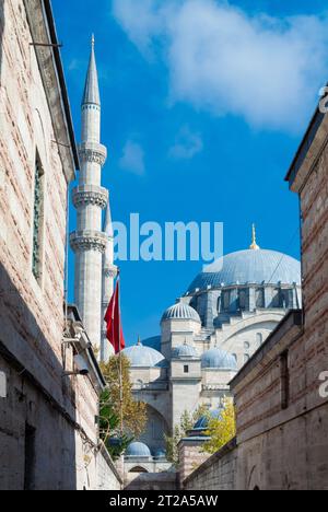 Istanbul, Turquie, Un paysage urbain avec la mosquée Süleymaniye, (turc, Süleymaniye Camii) sur la troisième colline d'Istan Banque D'Images