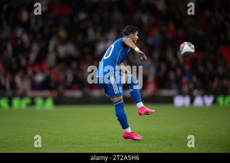 Londres, Angleterre. 17/10/2023, Riccardo Orsolini (Italie) lors du match UEFA 'qualification européenne 2023-2024' entre l'Angleterre 3-1 Italie au stade de Wembley le 173 octobre 2023 à Londres, Angleterre. Crédit : Maurizio Borsari/AFLO/Alamy Live News Banque D'Images