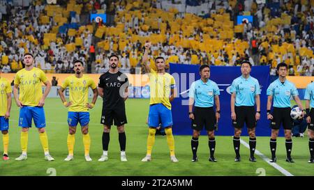 Cristiano Ronaldo d'Al Nassr FC Waves avant le match Al Nassr FC (KSA) vs FC Istiklol (TJK) jour 2 de l'AFC Champions League 2023-24 Groupe E à Al-Awwal Park le 2 octobre 2023 à Riyad, Arabie Saoudite. Photo de Stringer / Power Sport Images Banque D'Images