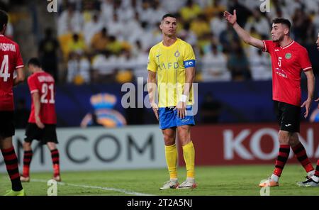 Cristiano Ronaldo d'Al Nassr FC en action lors du match Al Nassr FC (KSA) vs FC Istiklol (TJK) jour 2 de l'AFC Champions League 2023-24 Groupe E à Al-Awwal Park le 2 octobre 2023 à Riyad, Arabie Saoudite. Photo de Stringer / Power Sport Images Banque D'Images