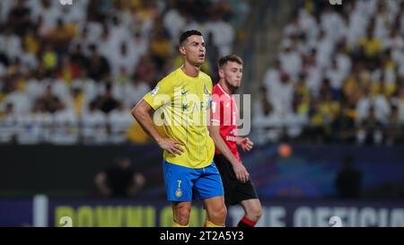 Cristiano Ronaldo d'Al Nassr FC en action lors du match Al Nassr FC (KSA) vs FC Istiklol (TJK) jour 2 de l'AFC Champions League 2023-24 Groupe E à Al-Awwal Park le 2 octobre 2023 à Riyad, Arabie Saoudite. Photo de Stringer / Power Sport Images Banque D'Images