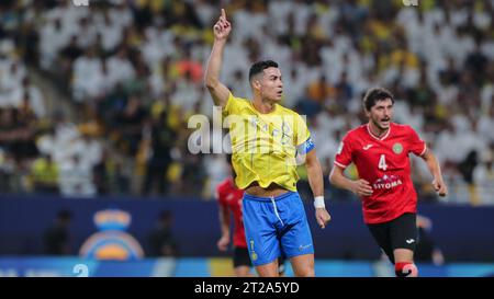 Cristiano Ronaldo d'Al Nassr FC en action lors du match Al Nassr FC (KSA) vs FC Istiklol (TJK) jour 2 de l'AFC Champions League 2023-24 Groupe E à Al-Awwal Park le 2 octobre 2023 à Riyad, Arabie Saoudite. Photo de Stringer / Power Sport Images Banque D'Images