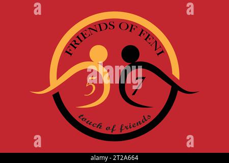 Logo Life Strong Friends Ribbons. Logo Friend Fest. Symbole abstrait des liens d'amitié. Couleur jaune et forme d'ellipse noire. Les amis de feni, Illustration de Vecteur