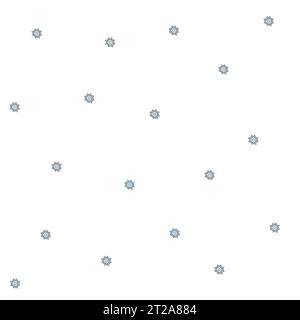 Flocons de neige bleu marine sur fond blanc, dans le style des fleurs délicates et des pois ressemblant à des confettis Illustration de Vecteur