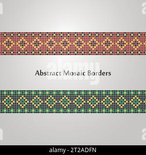 Abstrait Mosaic Border Designs différents éléments de décoration Illustration de Vecteur