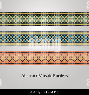 Abstrait Mosaic Border Designs différents éléments de décoration Illustration de Vecteur