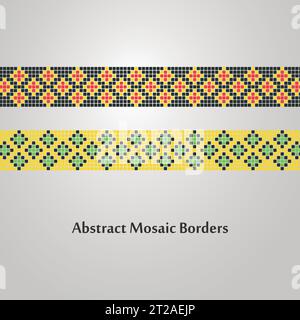 Abstrait Mosaic Border Designs différents éléments de décoration Illustration de Vecteur