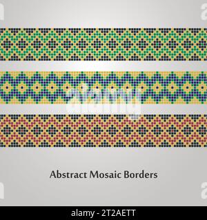 Abstrait Mosaic Border Designs différents éléments de décoration Illustration de Vecteur