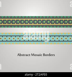 Abstrait Mosaic Border Designs différents éléments de décoration Illustration de Vecteur