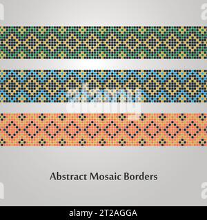 Abstrait Mosaic Border Designs différents éléments de décoration Illustration de Vecteur