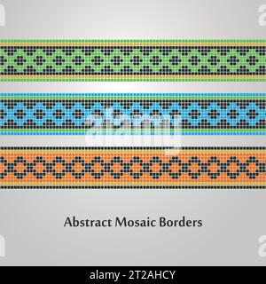 Abstrait coloré Mosaic Border Designs divers éléments de décoration Illustration de Vecteur