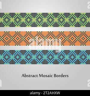 Abstrait Mosaic Border Designs différents éléments de décoration Illustration de Vecteur