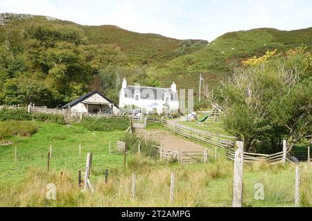 Jardin de thé et bunkhouse de Kerrera, île de Kerrera près des Highlands écossais d'Oban Banque D'Images