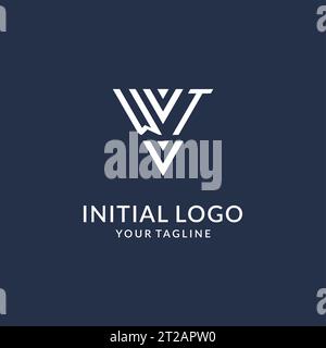 Idées de conception de logo de monogramme de triangle WT, logo de lettre initiale créative avec vecteur de logo de forme triangulaire Illustration de Vecteur