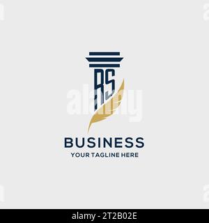 Logo monogramme RS initial avec motif piliers et plumes, inspiration du logo du cabinet d'avocats Illustration de Vecteur