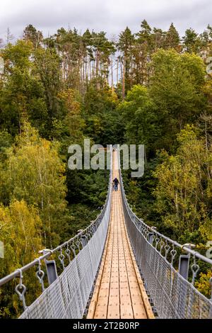 Randonnée automnale dans le parc naturel Hohe Schrecke à Kyffhäuser - Thuringe - Allemagne Banque D'Images