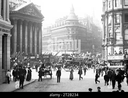 The Mansion House et Cheapside, Londres, époque victorienne Banque D'Images