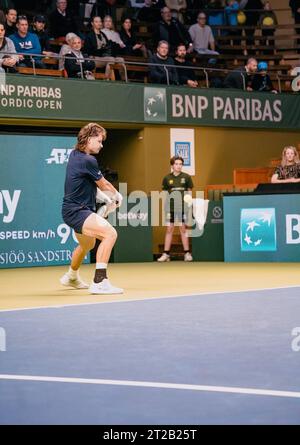 Stockholm, Kungliga tennishallen, JJ Wolf contre Laslo Djere JJ Wolf Banque D'Images