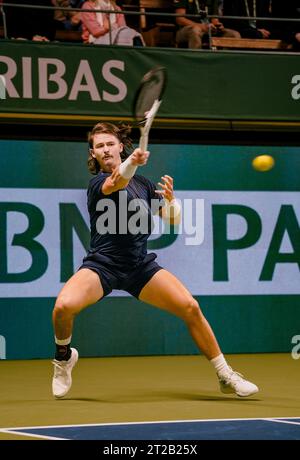 Stockholm, Kungliga tennishallen, JJ Wolf contre Laslo Djere JJ Wolf Banque D'Images