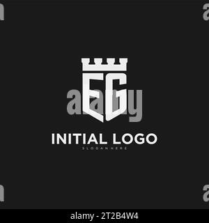 Initiales EG logo monogramme avec bouclier et graphique vectoriel de conception de forteresse Illustration de Vecteur