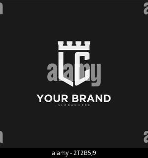 Initiales LC logo monogramme avec bouclier et graphique vectoriel de conception de forteresse Illustration de Vecteur