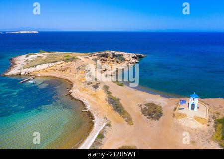 Plage de Tourkomnima sur l'île de Lipsi, Grèce Banque D'Images