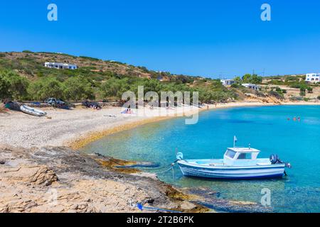 Plage de Hohlakoura sur l'île de Lipsi, Grèce Banque D'Images