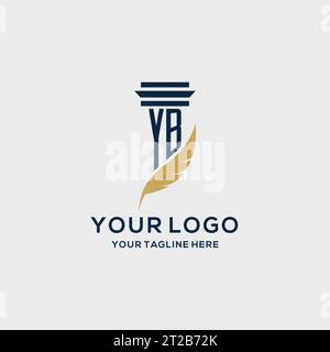 Logo initial de monogramme YB avec pilier et conception de plume, inspiration de logo de cabinet d'avocats Illustration de Vecteur