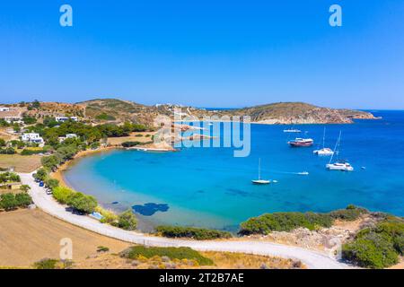 Plage de Katsadia sur l'île de Lipsi, Grèce Banque D'Images