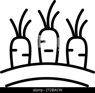 Carottes en ligne de sol icône, concept de jardin de ferme. Carotte poussant à partir du signe de sol sur fond blanc, icône de jardin de légumes dans le contour pour mobile WE Illustration de Vecteur