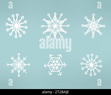 ensemble de flocons de neige blancs sur fond bleu Illustration de Vecteur