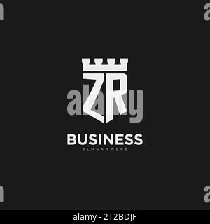 Initiales ZR logo monogramme avec bouclier et graphique vectoriel de conception de forteresse Illustration de Vecteur
