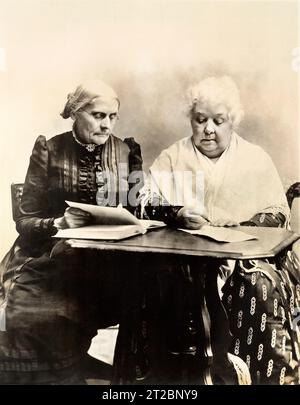 Susan B. Anthony et Elizabeth Cady Stanton, réformateurs sociaux américains et activistes des droits des femmes, portrait assis, c.a. Edmonston, 1891 Banque D'Images