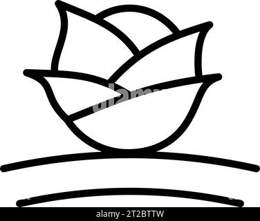 Icône chou. Logo vert de légumes biologiques et de nourriture. recette de salade végétarienne. Feuilles fraîches de laitue. Pictogramme de style contour. Illustration vectorielle. Desi Illustration de Vecteur