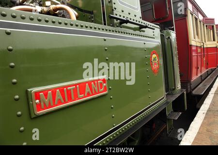 Locomotive à vapeur no. 11 'Maitland' à la gare Douglas sur le chemin de fer à vapeur de l'île de Man. Banque D'Images