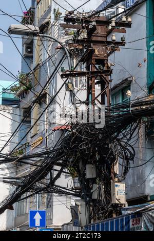 Câbles électriques, Ho Chi Minh ville, Vietnam Banque D'Images