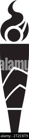 Noir abstrait longue torche et icône de feu sur un fond blanc Illustration de Vecteur