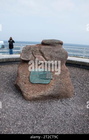 Panneau le plus à l'est au lieu historique national du phare de Cape Spear, à New John's, Terre-Neuve-et-Labrador, Canada Banque D'Images