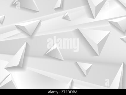 Design graphique d'entreprise abstrait gris blanc avec pyramides triangulaires 3D. Fond futuriste géométrique. Illustration vectorielle Illustration de Vecteur