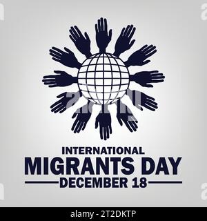 Illustration vectorielle de la Journée internationale des migrants. Décembre 18. Convient pour carte de voeux, affiche et bannière Illustration de Vecteur