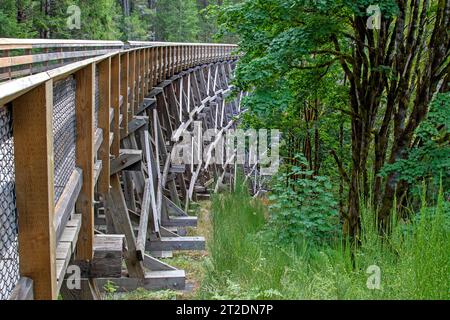 Pont Trestle sur le sentier Galloping Goose, parc régional Sooke Potholes Banque D'Images