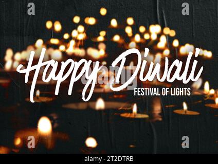 Festival indien Happy Diwali avec festival de lumières, fond de vacances, conception d'affiche de salutation de célébration de Diwali Banque D'Images