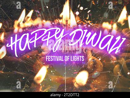 Festival indien Happy Diwali avec festival de lumières, fond de vacances, conception d'affiche de salutation de célébration de Diwali. salutations de célébration Banque D'Images